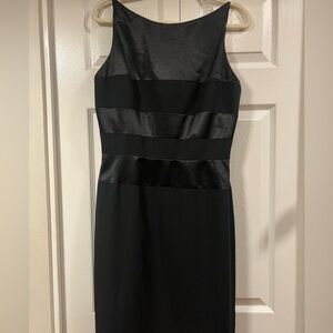 Elegant Black Satin Midi Dress